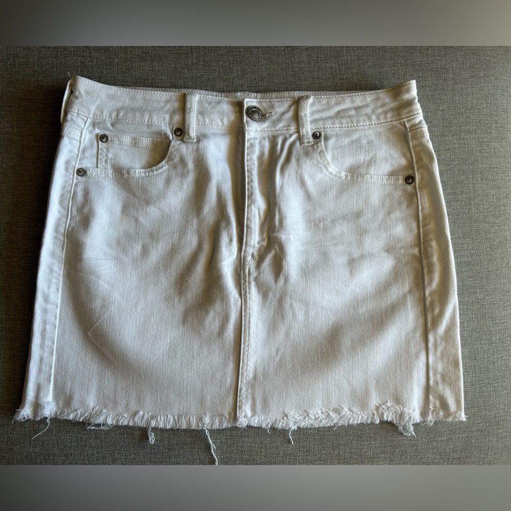 American Eagle White Denim Mini Skirt